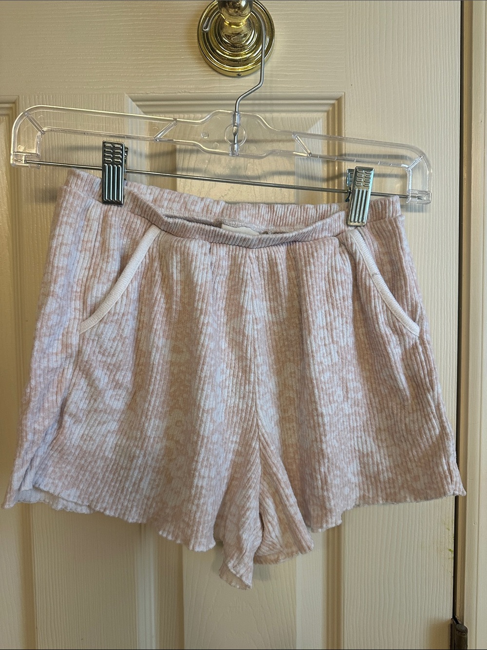 Girls' Lightweight Ribbed Pink Shorts with Pockets